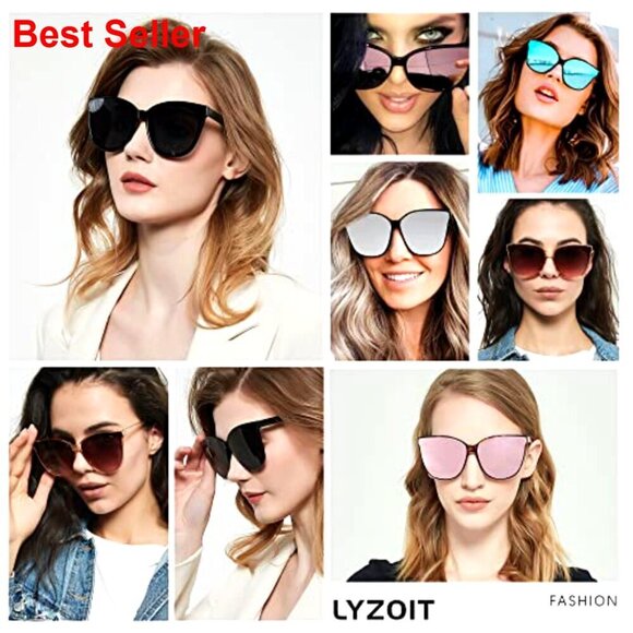 Oversized Cat Eye Sunglasses UV400 Protection 2 Pack Vintage Fashion main image 6